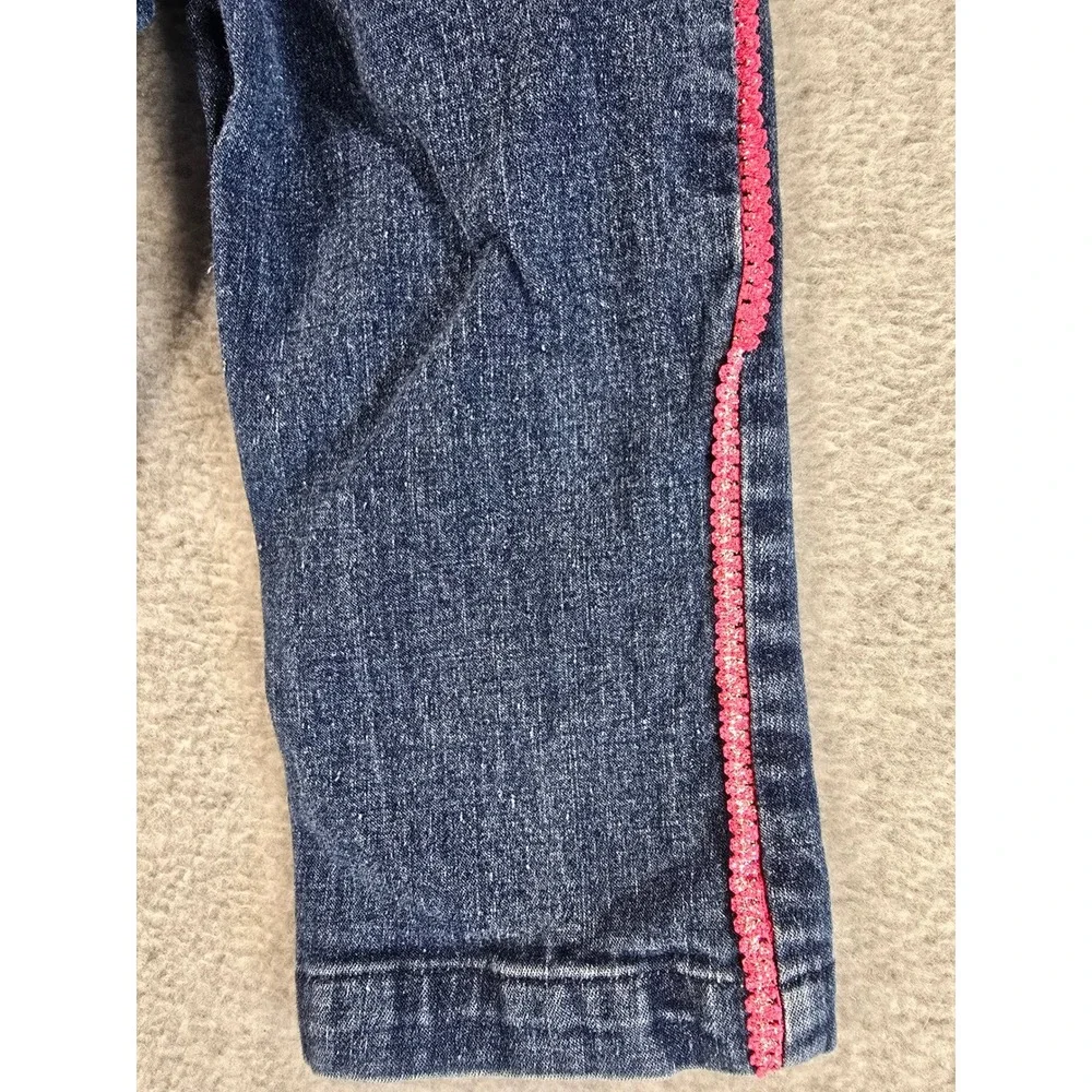 Rocawear Y2K Baby Girls Blue Denim Jeans Pink Side Trim Embroidered Size 12m